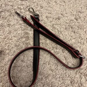 MZ Wallace Black and Red Leather Bag Strap with Silver Hardware